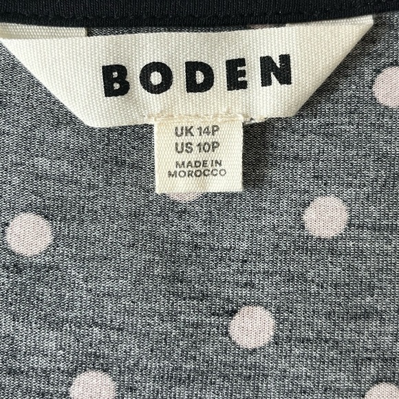 Boden Abigail Black and Pink Polka Dot Long Sleeve Dress Size 10P Jersey Knit - Picture 12 of 16